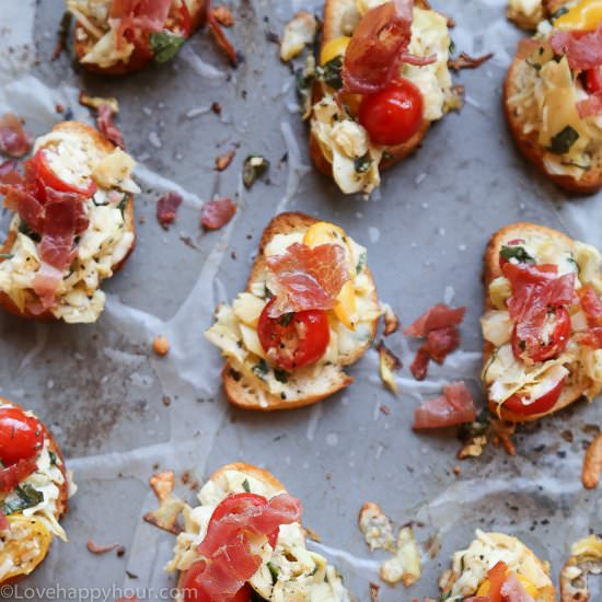 Artichoke & Tomato Bruschetta - Recipe photo by lovehappyhour