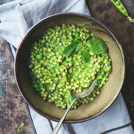 Green Pea Buckwheat Risotto - Recipe photo by My Goodness Kitchen