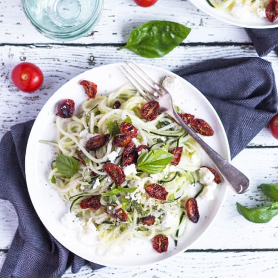Lemon Feta Zucchini Noodles - Recipe photo by thecookspyjamas