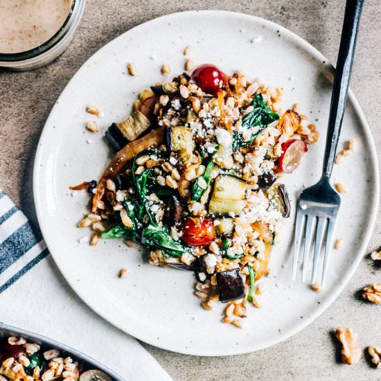 Eggplant, Onion and Grain Salad - Recipe photo by thewholebite