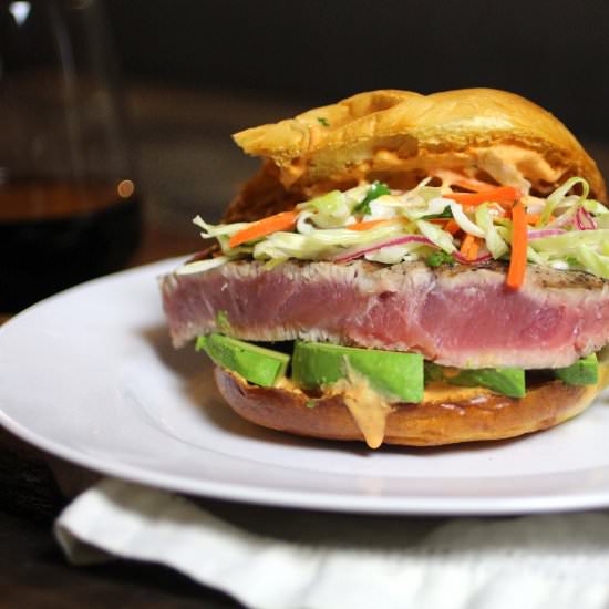 Asian Ahi Tuna Burger - Recipe photo by susanstable