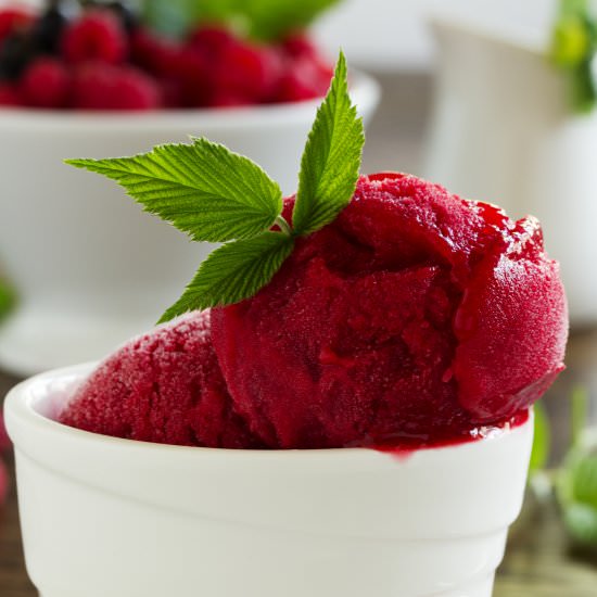 Simply Sublime Raspberry Sorbet - Recipe photo by LifeIsBetterWithTea