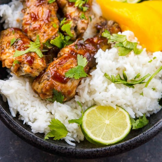 Slow Cooker Mango BBQ Chicken Bowls - Recipe photo by slowcookergourmet