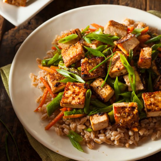 Crispy Teriyaki Tofu Stir Fry - Recipe photo by VeganKitchn