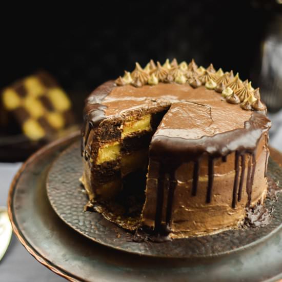 Checkered Chocolate & Tahini Cake - Recipe photo by Gringalicious