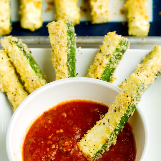 Oven Fried Parmesan Zucchini Sticks - Recipe photo by gatherforbread
