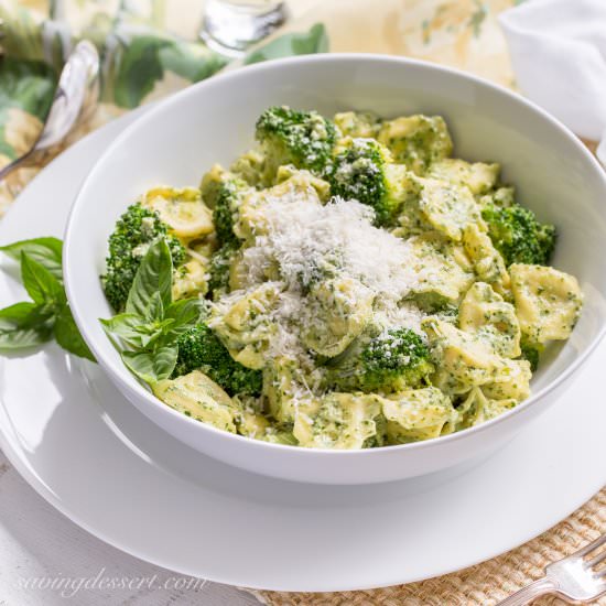 Basil Pesto Cream with Tortellini - Recipe photo by Savingroomfordessert