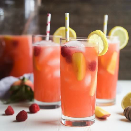 Homemade Raspberry Peach Lemonade - Recipe photo by joyfulhealthyeats