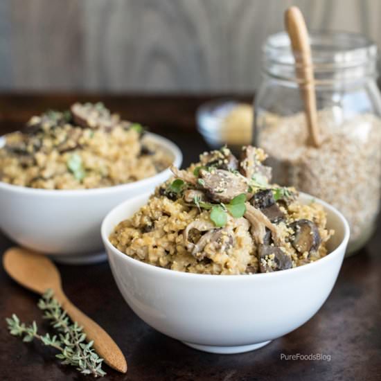Steel Cut Oat & Mushroom Risotto - Recipe photo by purefoodsblog