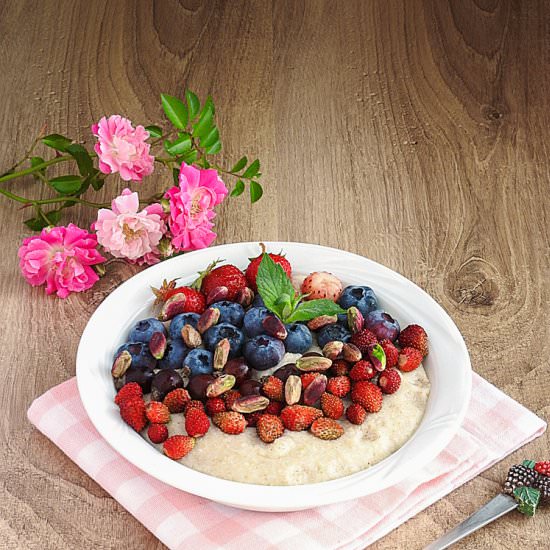 Farro almond pudding - Recipe photo by IvloonGoddess