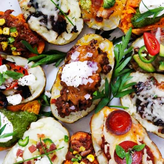 Grilled "Baked" Potato Bar - Recipe photo by platingsandpairings