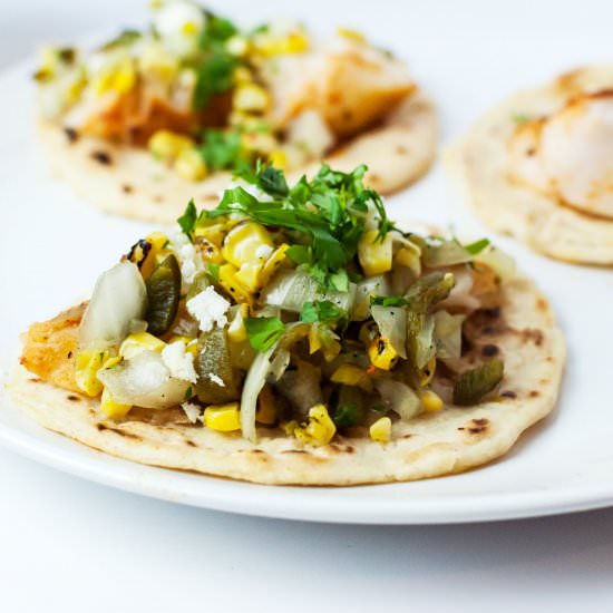 fish tacos with late-summer salsa - Recipe photo by eohynn