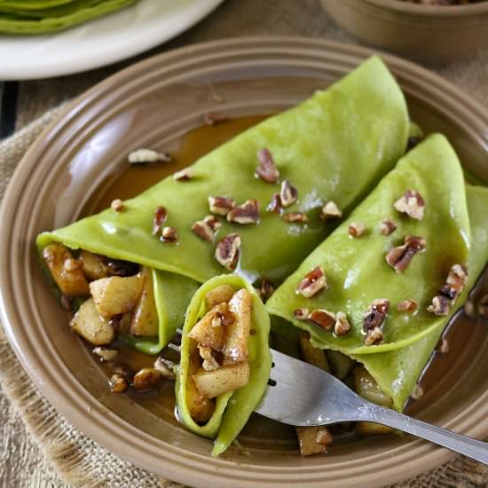 Matcha & Banana Protein Crepes - Recipe photo by SavorySpin