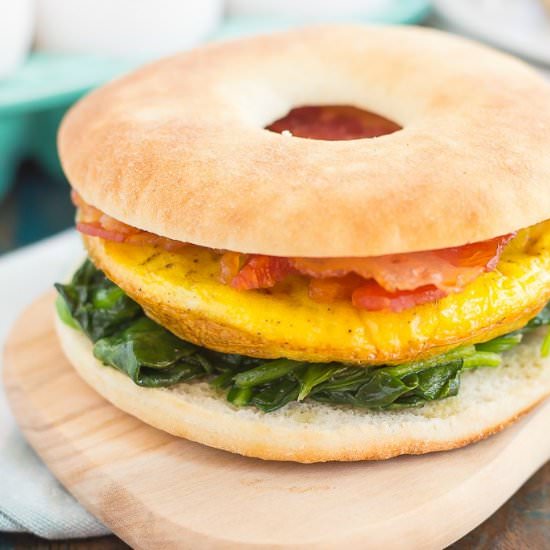 Spinach Bacon Breakfast Sandwich - Recipe photo by pumpkinnspice