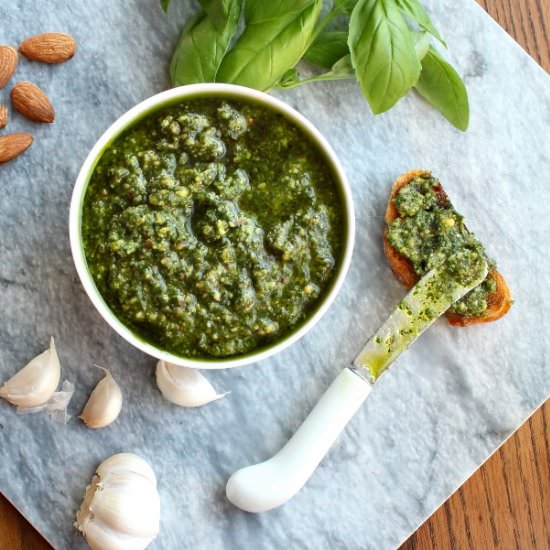 Basil Pesto with Almonds - Recipe photo by Healthyideasplace