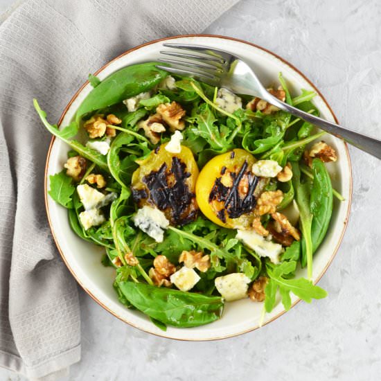 Grilled Plums, Gorgonzola & Walnuts - Recipe photo by Inside the rustic kitchen