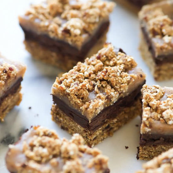 Salted Caramel Chocolate Oat Bars - Recipe photo by withsaltandwit