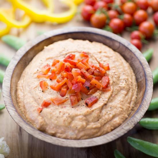 Roasted Red Pepper Hummus - Recipe photo by Kiwi and Carrot