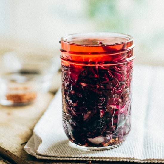 Fridge Pickle Red Cabbage - Recipe photo by TheNomadicWife