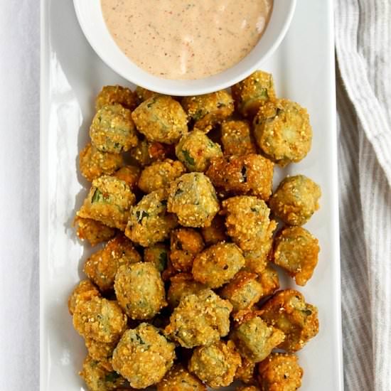 Fried Okra with Rémoulade Sauce - Recipe photo by the hungry bluebird