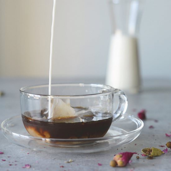 Cardamom Rose Iced Coffee - Recipe photo by ahueats