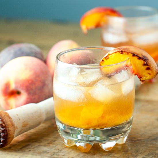Roasted Peach Old Fashioned - Recipe photo by MamaGourmand