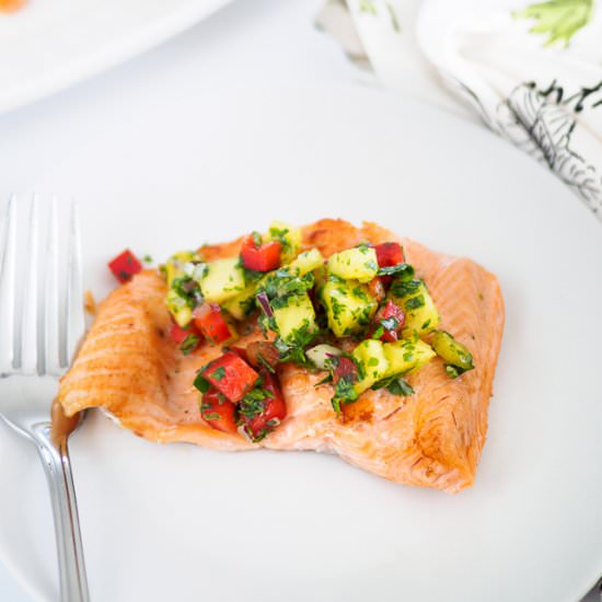 Rainbow Trout with Pineapple Salsa - Recipe photo by sweetandsavourypursuits