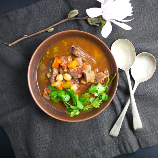 Easy Dutch Oven Beef Soup - Recipe photo by almondtozest.com
