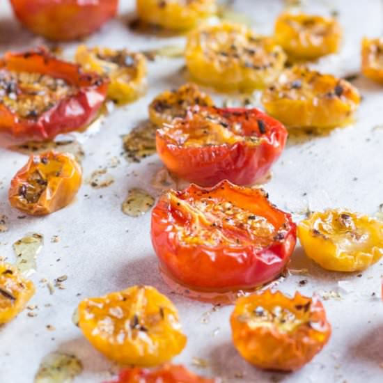 Oven Dried Cherry Tomatoes - Recipe photo by thecookspyjamas