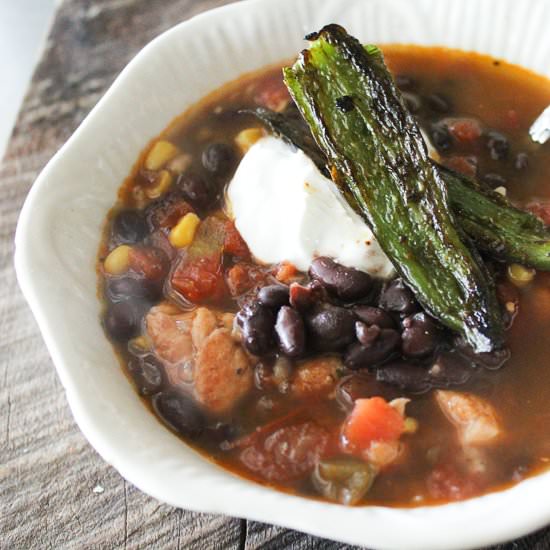 Southwestern Soup & Roast Jalapenos - Recipe photo by Buy This Cook That