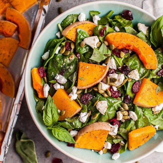 Butternut Squash Spinach Salad - Recipe photo by saltandlavender
