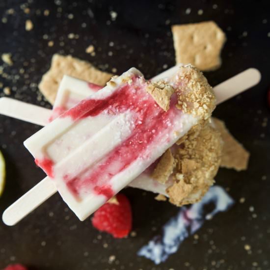 Lemon Raspberry Cheesecake Popsicle - Recipe photo by joyfulhealthyeats