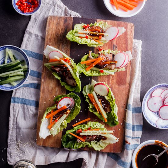 Chinese BBQ pork lettuce wraps - Recipe photo by Simply Delicious