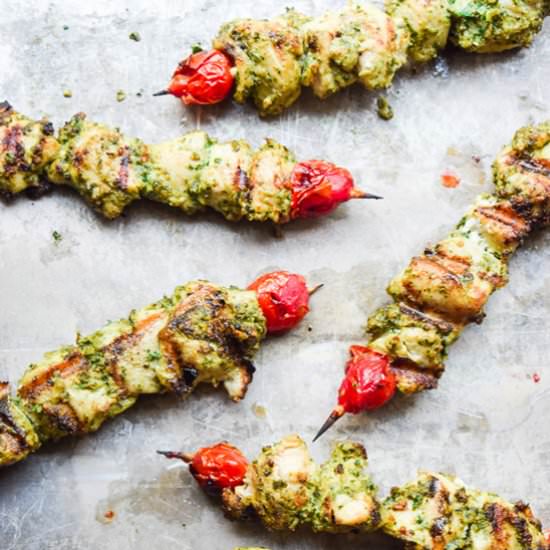 Pesto Chicken Kabobs - Recipe photo by tastythin