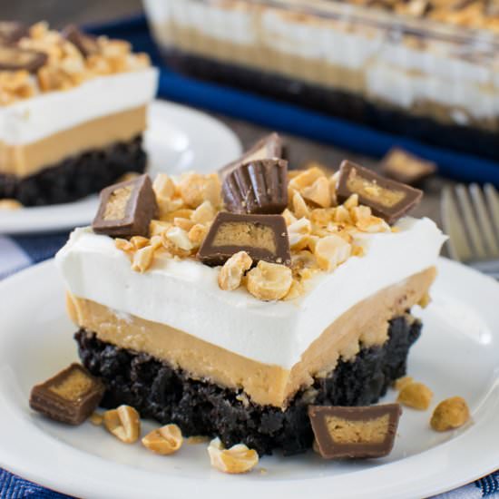 Peanut Butter Brownie Dessert - Recipe photo by BruCrewLife