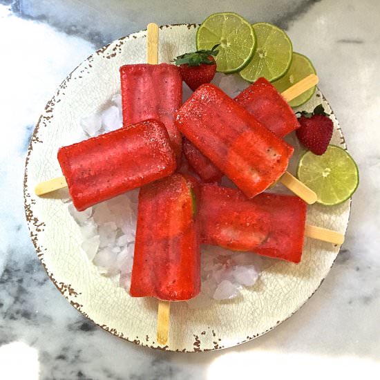 Strawberry Margarita Ice Pops - Recipe photo by Grits and Pinecones