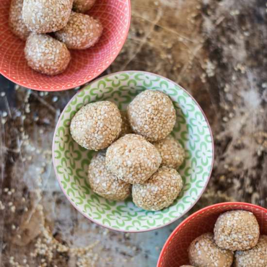 One-Bowl Honey Sesame Energy Bites - Recipe photo by RealFoodWholeLife