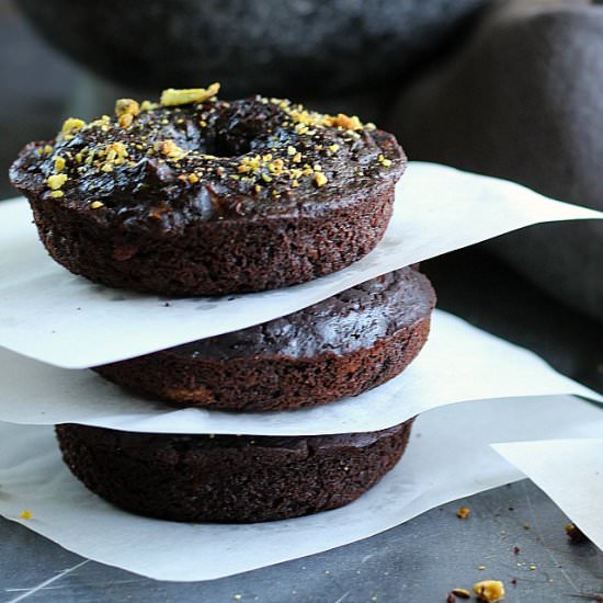 Chocolate Pistachio Zucchini Donut - Recipe photo by Garden in the kitchen