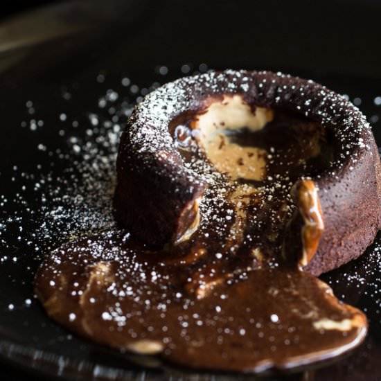 Molten Lava cake with peanut butter - Recipe photo by Gday Souffle