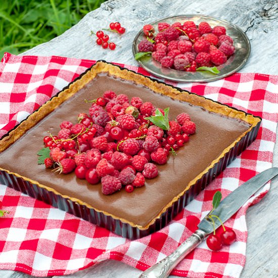 Chocolate Pie with Raspberries! - Recipe photo by lesyasha