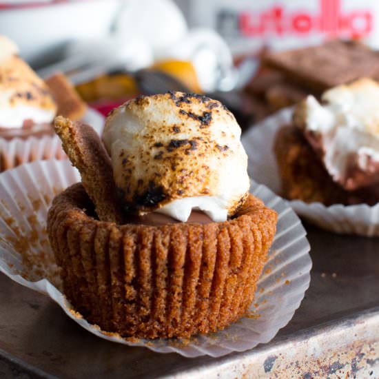 Nutella S'mores Cookie Cups - Recipe photo by beckysuebakes