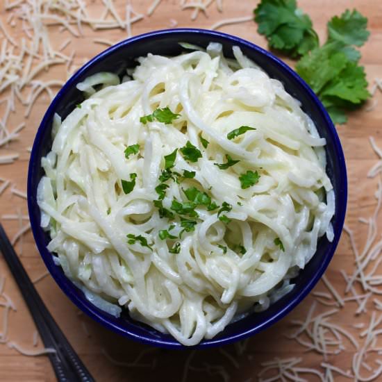 Kohlrabi Pasta with Cheese Sauce - Recipe photo by seeksatiation