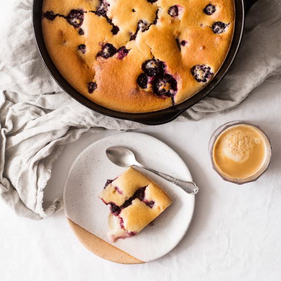 Peach and Blackberry Skillet Cake - Recipe photo by thefullhelping
