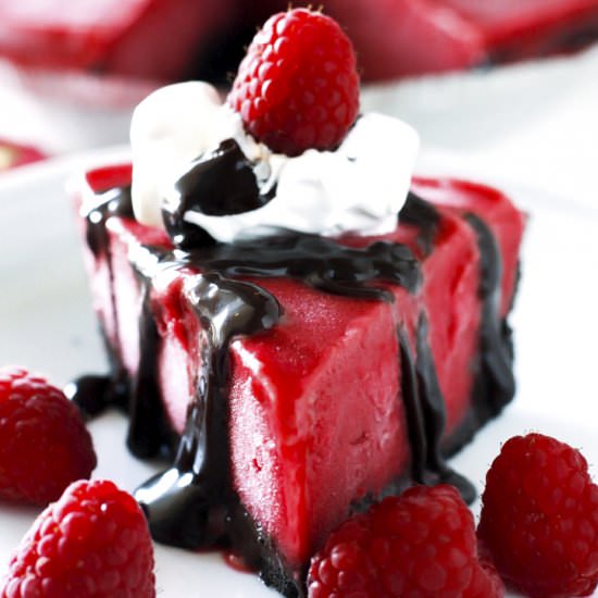 Frozen Chocolate Raspberry Pie - Recipe photo by FoodFolksandFun
