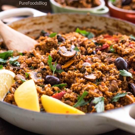 Steel Cut Oat Veggie Paella - Recipe photo by purefoodsblog