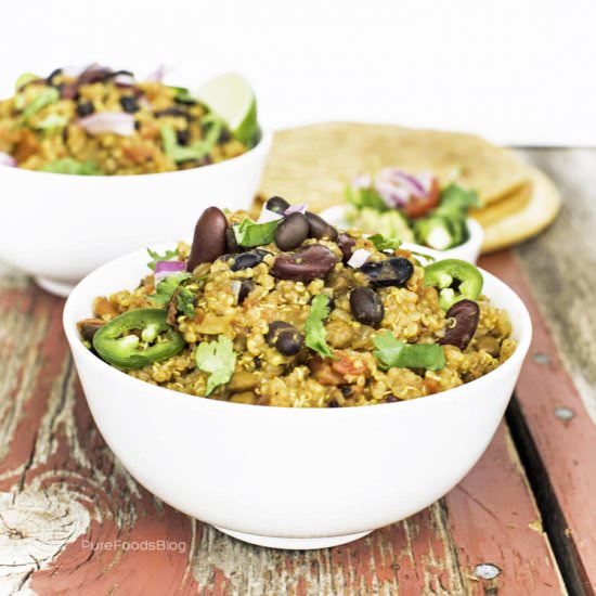Quinoa Fire Roasted Tomato Chili - Recipe photo by purefoodsblog