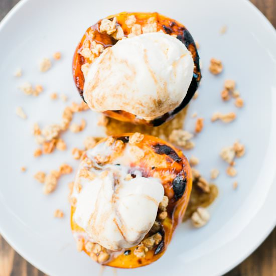 Grilled Peaches with Rum Sauce - Recipe photo by dadwithapan
