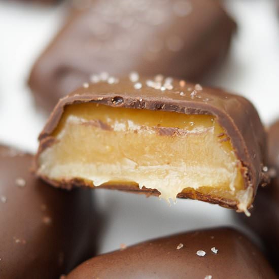 Apple Cider Caramels with Chocolate - Recipe photo by tiffanybendayan