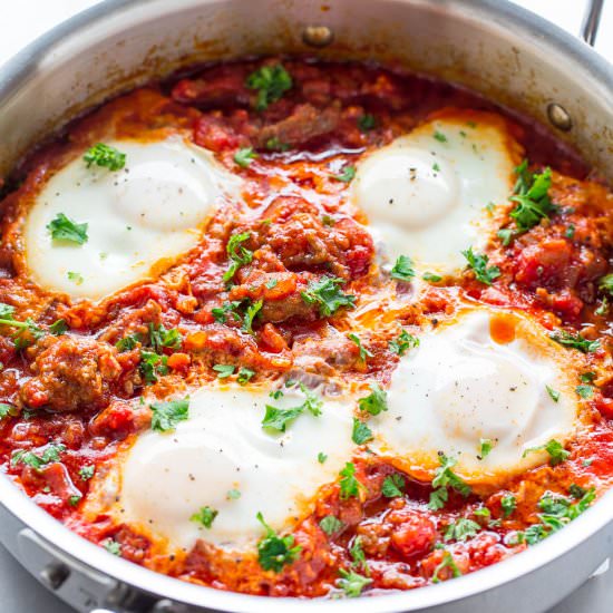 Eggs In Hell with Italian Sausage - Recipe photo by Averie