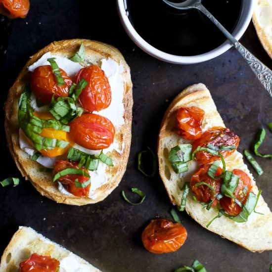 Roasted Tomato Bruschetta - Recipe photo by joyfulhealthyeats